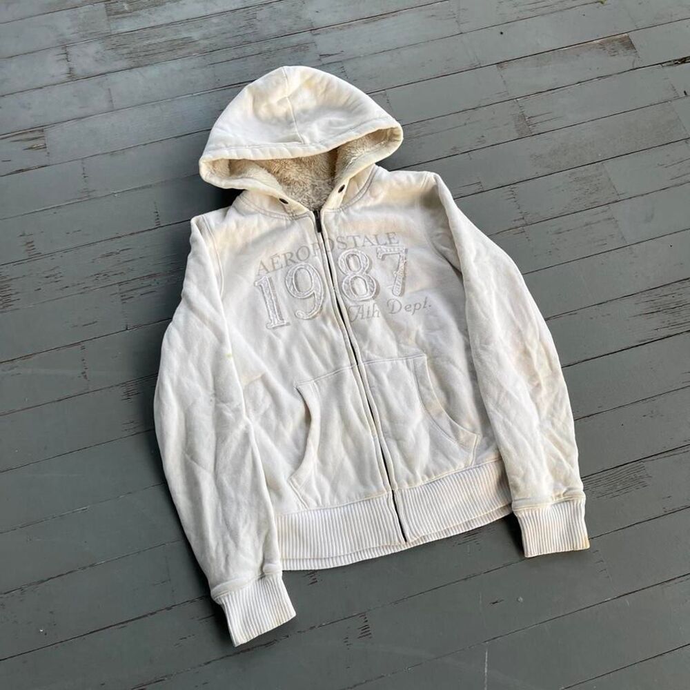 Vintage Aeropostale Streetwear Y2K Fur Lined Zip Up Hoodie